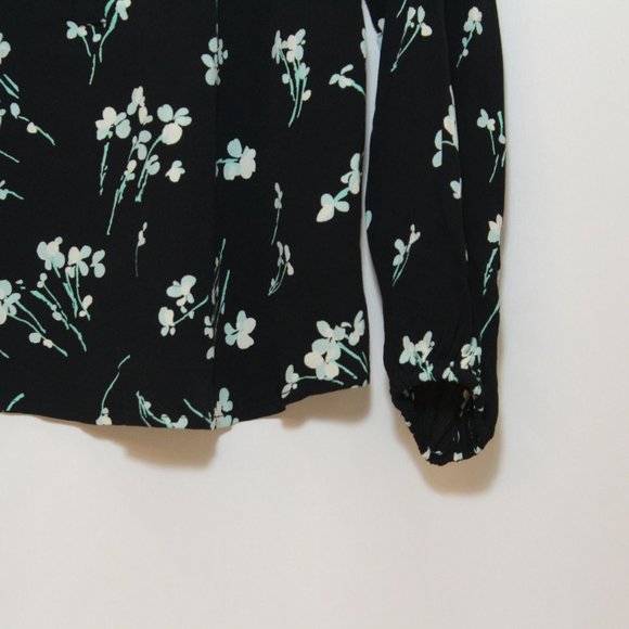 J Crew Long Sleeve Popover Shirt Black Floral - Picture 3 of 4